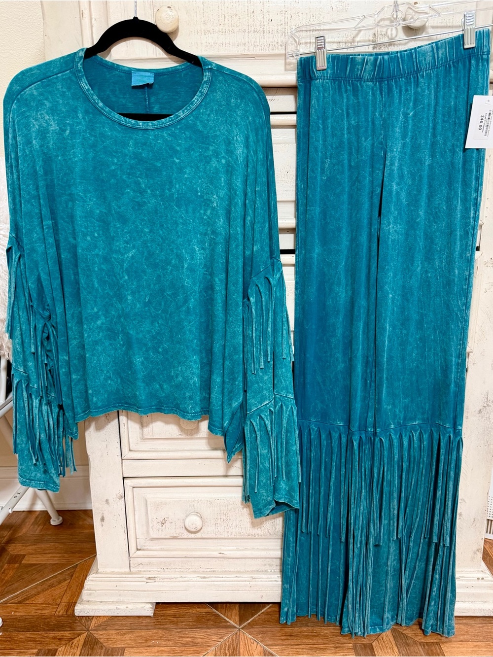 Turquoise Fringe Two-Piece Set